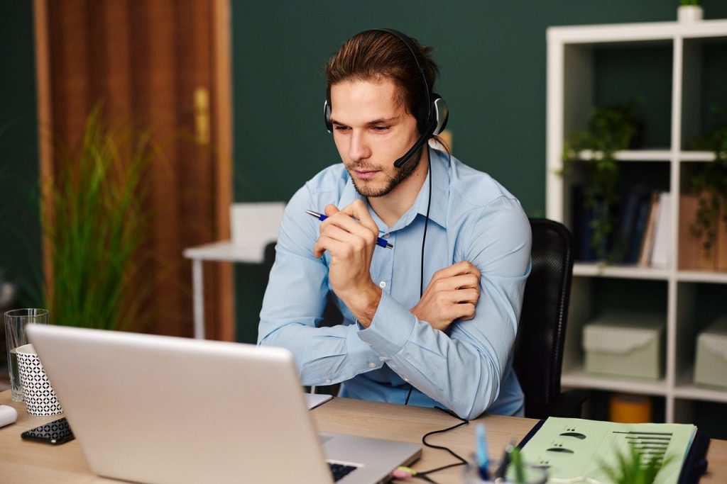 Man on work call